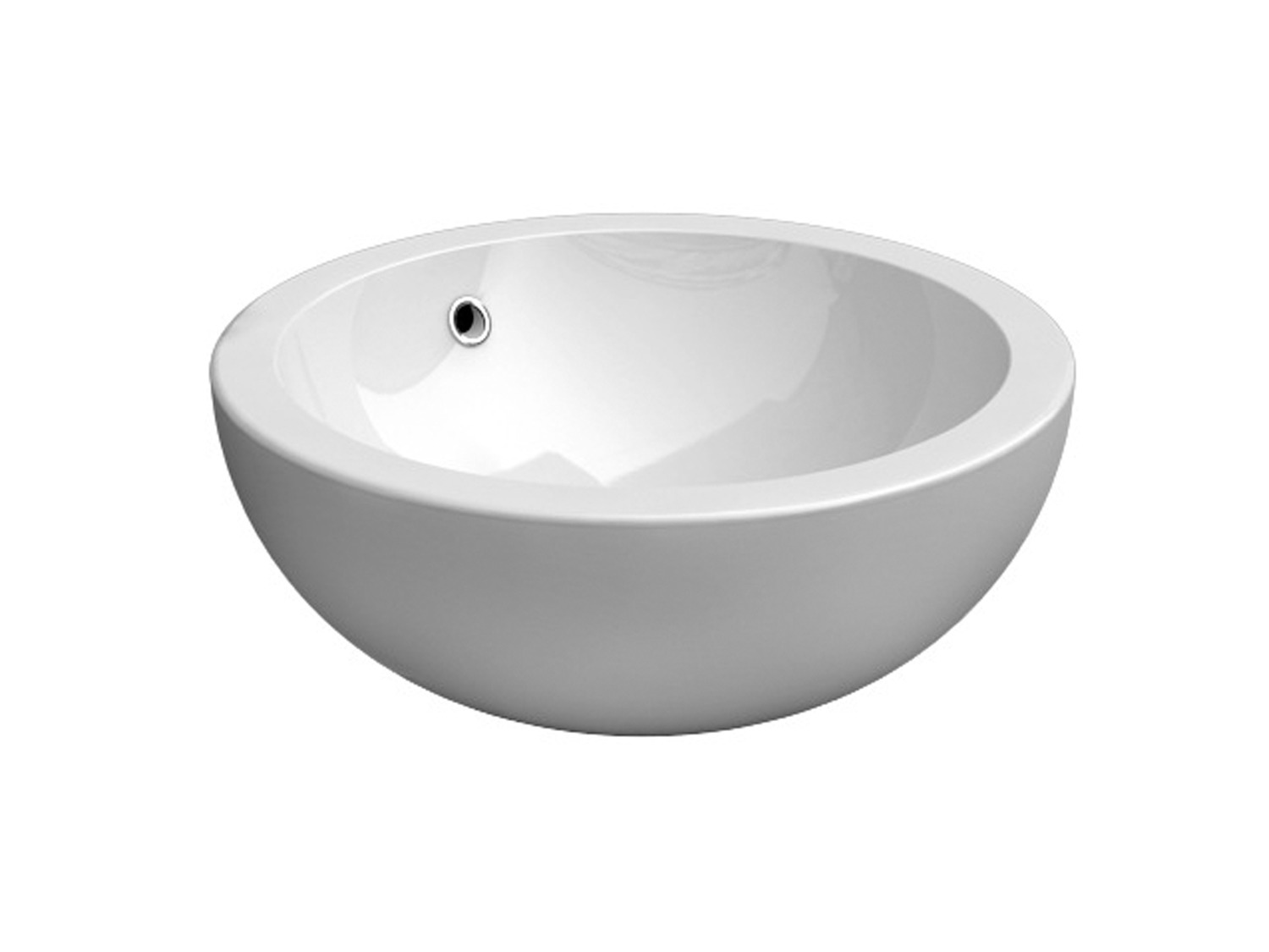 Aqua Bagno Keramik Aufsatzschale wei&szlig; 42cm mit &Uuml;berlauf