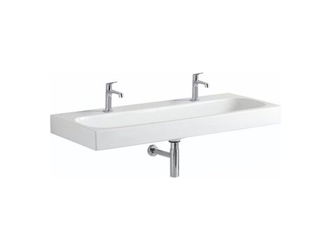 Geberit Citterio Doppel-Waschtisch 120cm 2 Hahnlöcher ohne Überlauf mit Beschichtung
