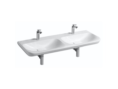 Geberit Doppelwaschtisch myDay 130cm Keramik weiß inkl. Beschichtung ohne Überlauf