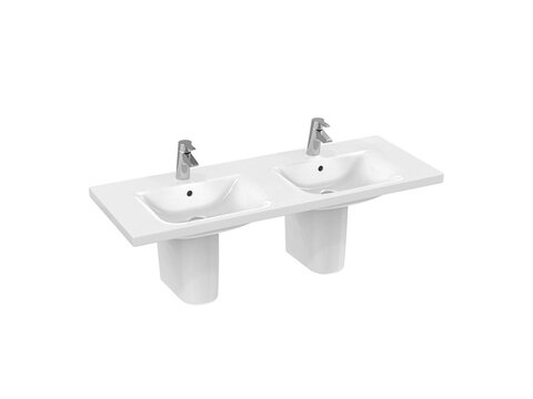 Ideal Standard Connect Doppelwaschtisch 130cm mit Beschichtung Keramik weiß mit Überlauf