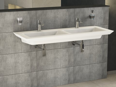 Villeroy & Boch Legato Möbeldoppelwaschtisch weiß mit CeramicPlus mit 2 Hahnlöchern