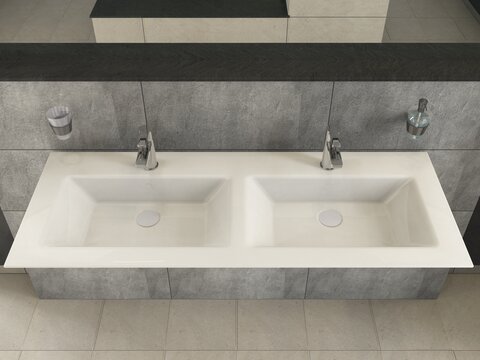 Villeroy & Boch Legato Möbeldoppelwaschtisch weiß mit CeramicPlus mit 2 Hahnlöchern