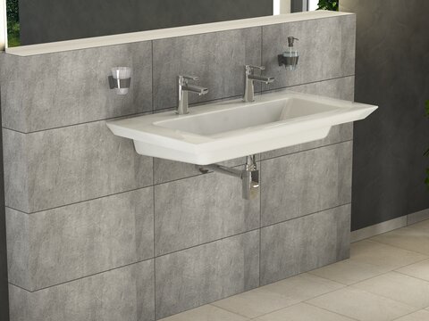 Villeroy & Boch Legato Möbelwaschtisch weiß mit CeramicPlus mit 2 Hahnlöchern mit Überlauf 100