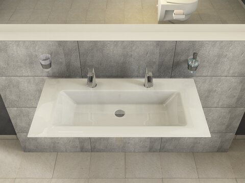 Villeroy & Boch Legato Möbelwaschtisch weiß mit CeramicPlus mit 2 Hahnlöchern mit Überlauf 100