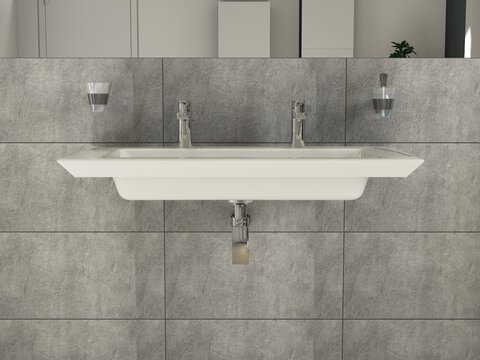 Villeroy & Boch Legato Möbelwaschtisch weiß mit CeramicPlus mit 2 Hahnlöchern mit Überlauf 100