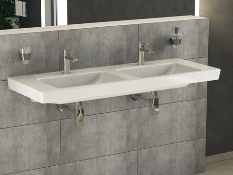 Villeroy & Boch Subway 2.0 Möbel-Doppelwaschtisch weiß mit CeramicPlus mit Überlauf