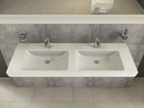 Villeroy & Boch Subway 2.0 Möbel-Doppelwaschtisch weiß mit CeramicPlus mit Überlauf