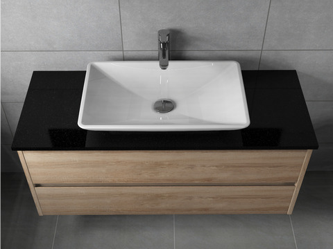 Duo Badmöbel 120, Eiche Gold, Keramik Waschbecken,...