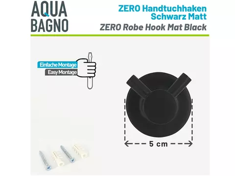 Aqua Bagno ZERO Handtuchhaken schwarz matt