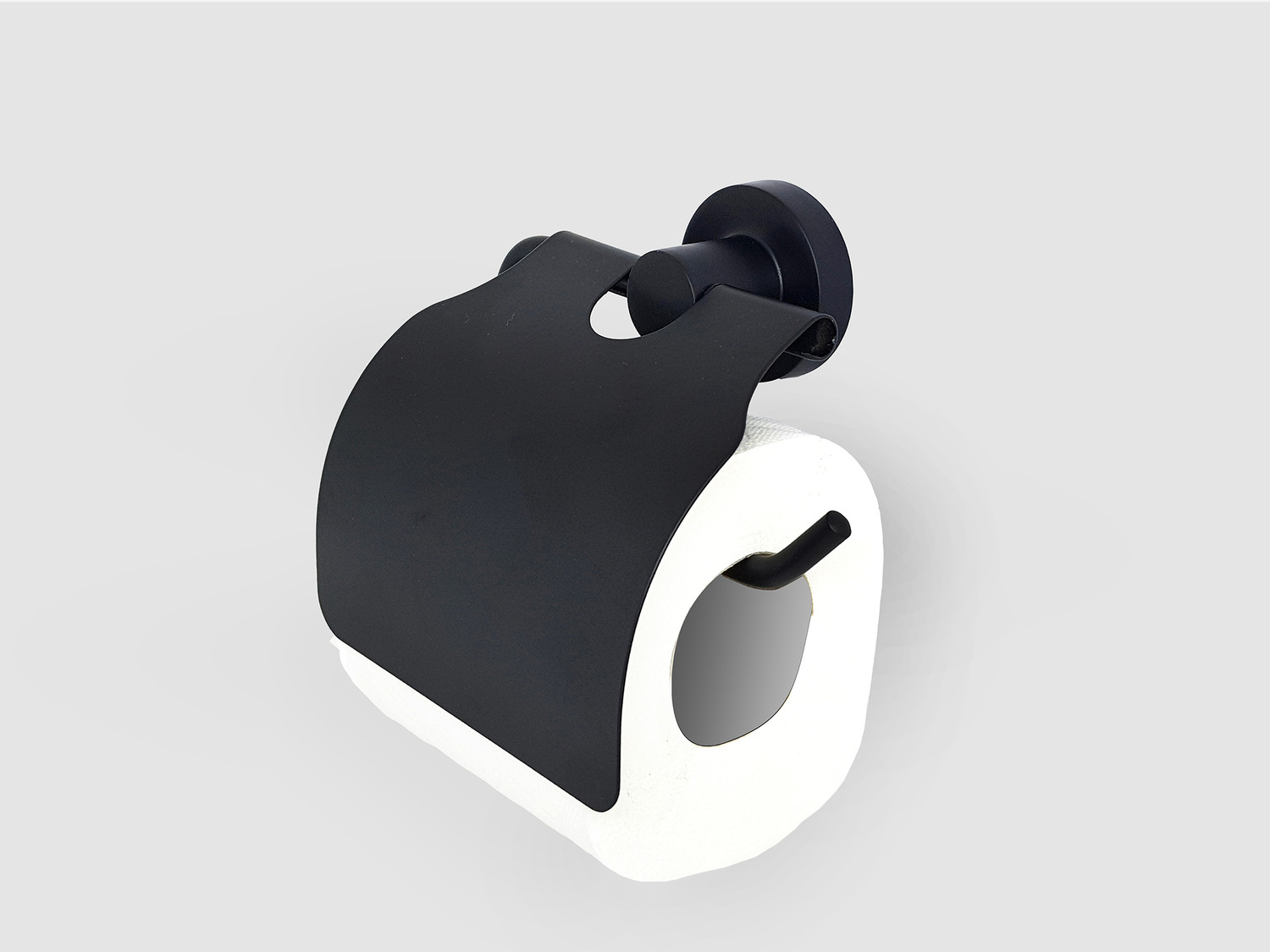 Aqua Bagno ZERO Toilettenpapierhalter mit Abdeckung schwarz matt - Pap