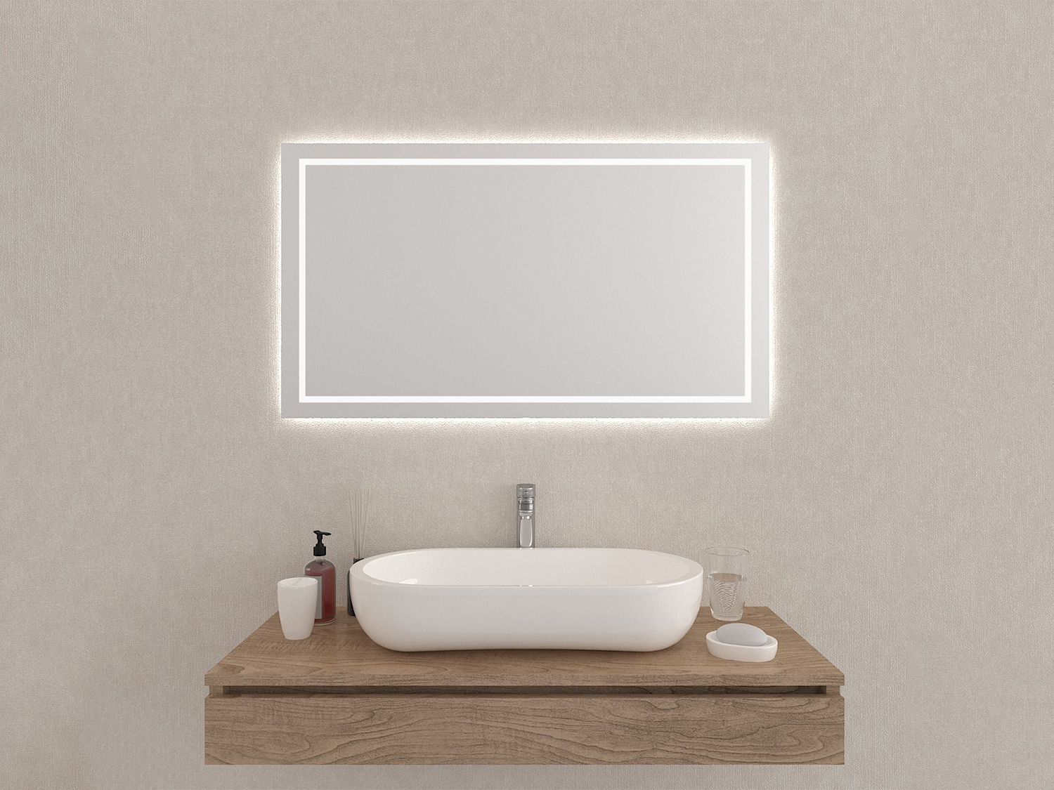 Aqua Bagno Badezimmerspiegel mit LED-Beleuchtung nach Ma&szlig; Loft Air SPH.AR