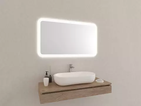 Aqua Bagno Badezimmerspiegel abgerundete Ecken mit...