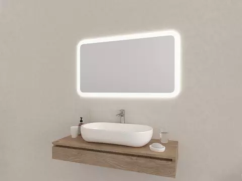 Aqua Bagno Badezimmerspiegel abgerundete Ecken mit...