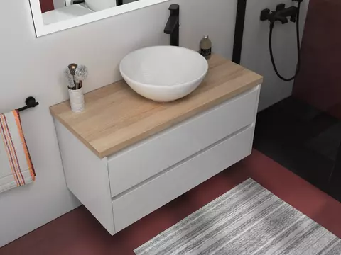 Duo Badmöbel 100, Weiß Hochglanz Lackiert,...