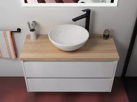 Duo Badmöbel 100, Weiß Hochglanz Lackiert,...