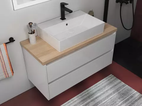Duo Badmöbel 100, Weiß Hochglanz Lackiert,...