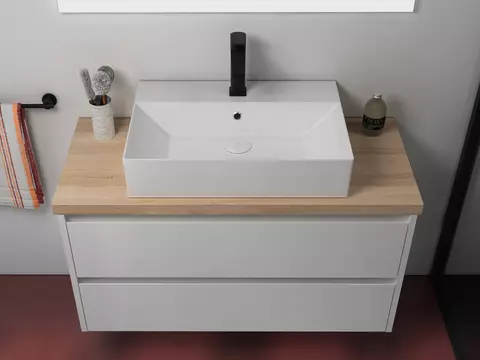 Duo Badmöbel 100, Weiß Hochglanz Lackiert,...