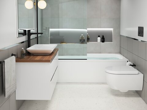Duo Badmöbel 100, Weiß Hochglanz Lackiert, Keramik Waschbecken, Trägerplatte