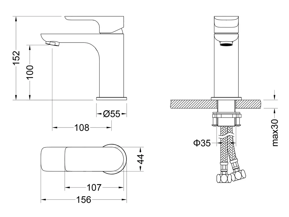 AQUA BAGNO Solo Waschtisch Armatur Einhebelmischer- schwarz matt