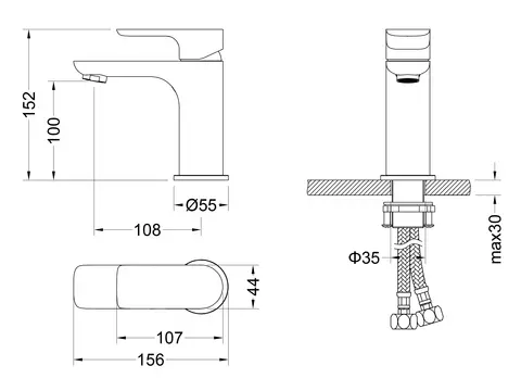 AQUA BAGNO Solo Waschtisch Armatur Einhebelmischer-...