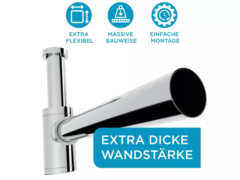AQUA BAGNO Solo Design Geruchsverschluss Siphon f&uuml;r Waschtische 1 1/4&quot;*32mm