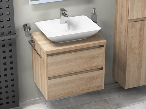 Duo Badmöbel 60, Eiche Gold, Keramik Waschbecken,...