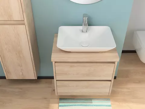 Duo Badmöbel 60, Eiche Gold, Keramik Waschbecken,...