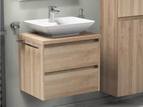 Duo Badmöbel 60, Eiche Gold, Keramik Waschbecken,...
