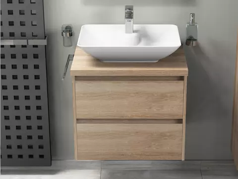 Duo Badmöbel 60, Eiche Gold, Keramik Waschbecken,...