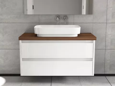 Duo Badmöbel 100, Weiß Hochglanz Lackiert,...