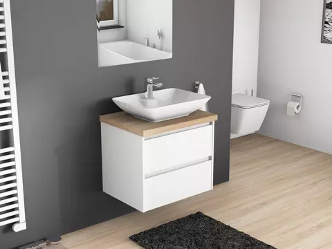 Duo Badmöbel 60, Weiß Hochglanz Lackiert,...