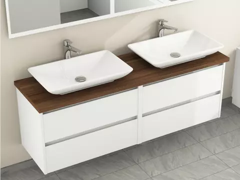 Duo Badmöbel 160, Weiß Hochglanz Lackiert,...