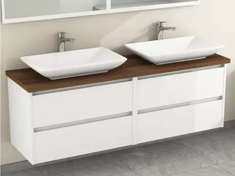 Duo Badmöbel 160, Weiß Hochglanz Lackiert,...