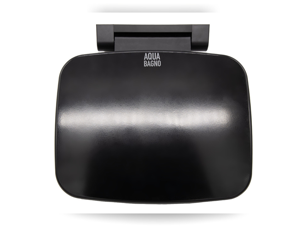 Aqua Bagno Duschklappsitz zur Wandmontage aus Duroplast, Schwarz Hochglanz, Traglast bis 160 kg, klappbar, 257x350x392 mm