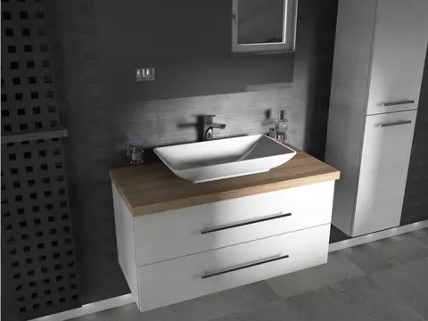 Flex Badmöbel 100, Weiß Hochglanz Lackiert,...
