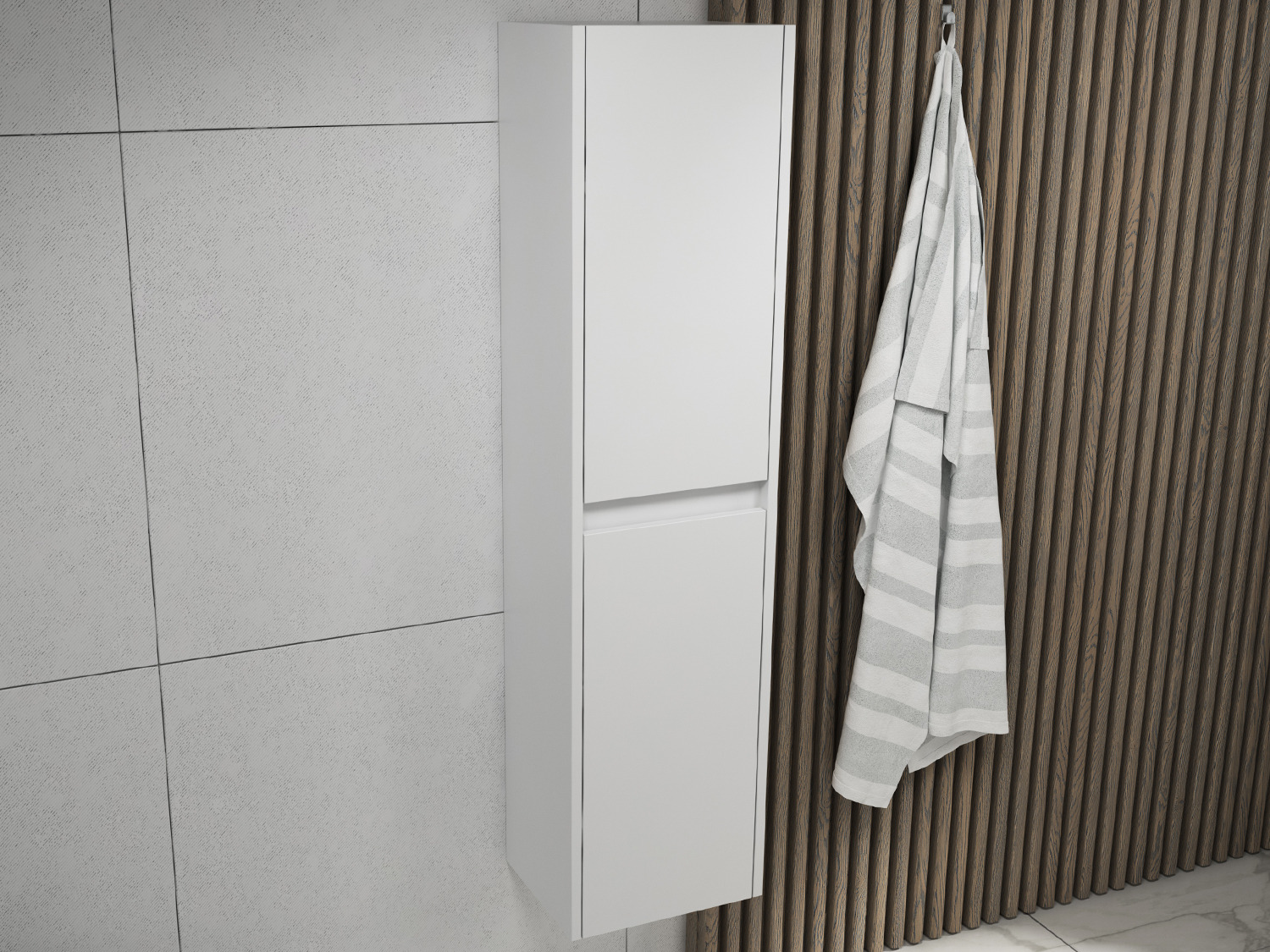 Aqua Bagno Seitenschrank Duo hochglanz wei&szlig; lackiert (350x1400x300mm)