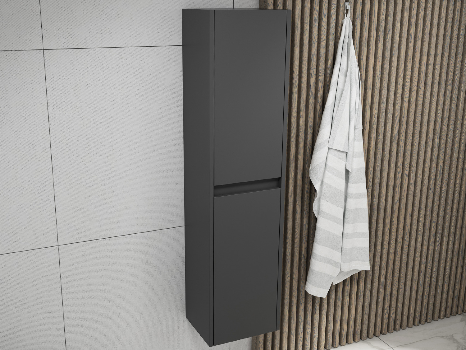 Aqua Bagno Seitenschrank Duo anthrazit matt lackiert (350x1400x300mm)