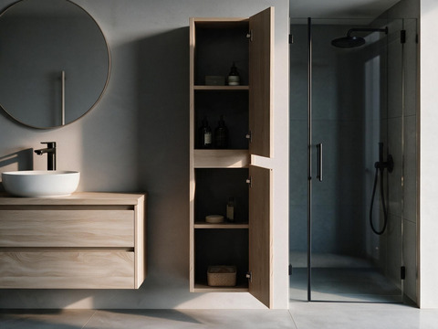 Aqua Bagno Seitenschrank Duo Eiche Gold (350x1400x300mm)