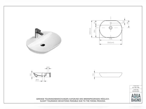 Waschbecken Aufsatzwaschtisch 55cm - Le Flor - 6.31.55.1.NO