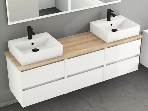 Duo Badmöbel 172, Weiß Hochglanz Lackiert,...