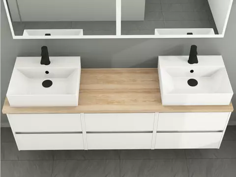Duo Badmöbel 172, Weiß Hochglanz Lackiert,...