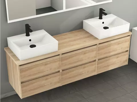 Duo Badmöbel 172, Eiche Gold, Doppelwaschtisch,...