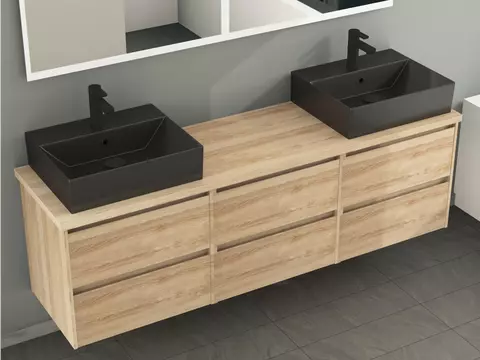 Duo Badmöbel 172, Eiche Gold, Doppelwaschtisch,...