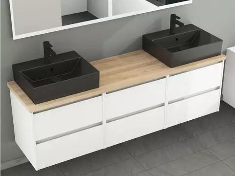 Duo Badmöbel 172, Weiß Hochglanz Lackiert,...