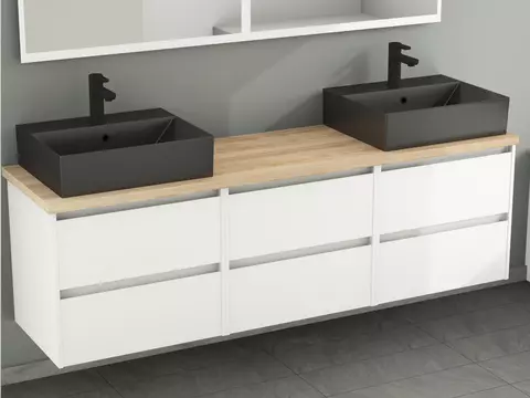 Duo Badmöbel 172, Weiß Hochglanz Lackiert,...