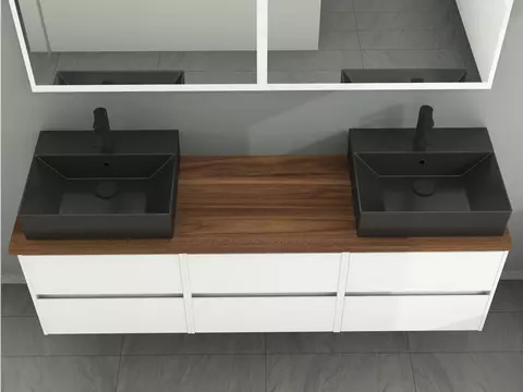Duo Badmöbel 172, Weiß Hochglanz Lackiert,...