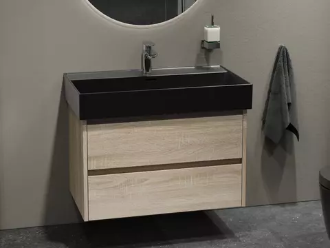 Duo Badmöbel 80, Eiche Gold, Keramik Waschbecken