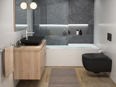 Duo Badmöbel 100, Eiche Gold, Keramik Waschbecken, Trägerplatte