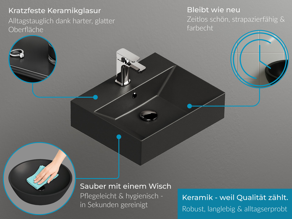Duo Badm&ouml;bel 80, Eiche Gold, Keramik Waschbecken, Tr&auml;gerplatte