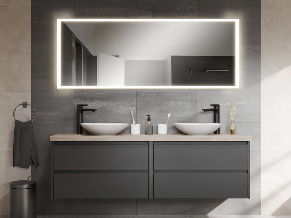 Aqua Bagno Badezimmerspiegel mit LED-Beleuchtung nach Ma&szlig; SPH-103